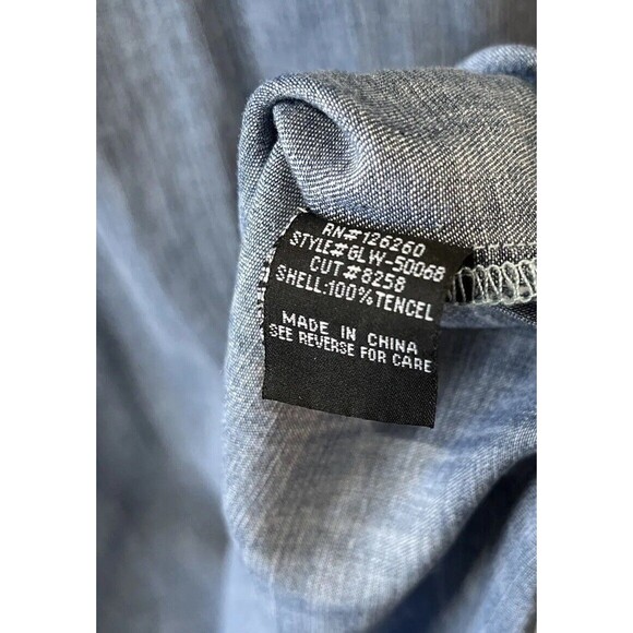 Velvet Heart Shirt Dress Women’s M Blue Chambray Tencel Roll Tab Sleeve Pockets - Picture 3 of 11
